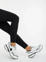 Pantofi sport dama alb cu negru din piele ecologica si material textil Revana