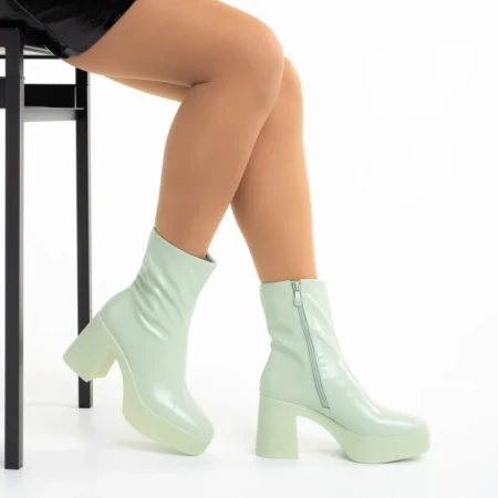 Cizme dama verzi din piele ecologica lacuita Libbie
