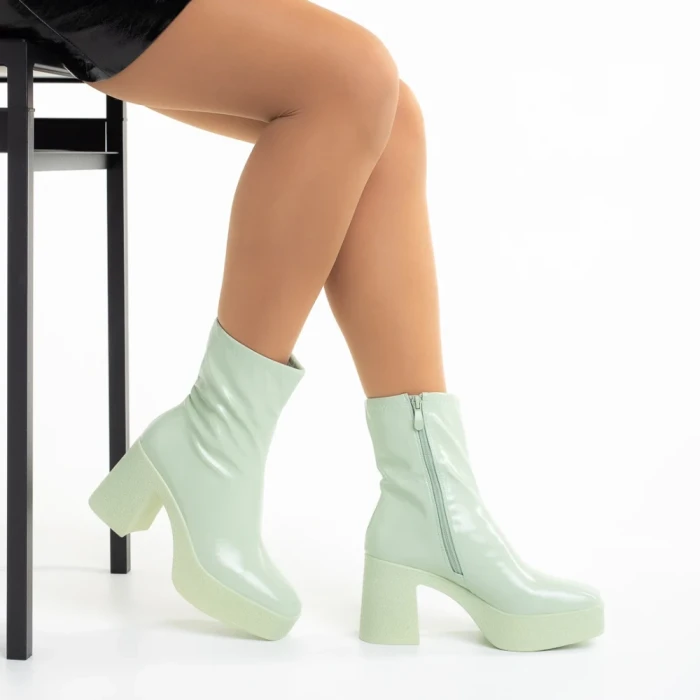 Cizme dama verzi din piele ecologica lacuita Libbie