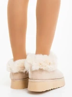 Papuci dama bej deschis din material textil Astria