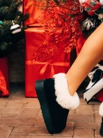 Papuci dama negri din material textil Astria