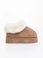 Papuci dama bej inchis din material textil  Astria