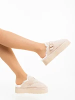 Papuci dama bej din material textil Sorella