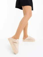Papuci dama bej din material textil Sorella