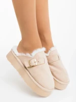 Papuci dama bej din material textil Sorella