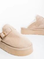 Papuci dama bej din material textil Sorella