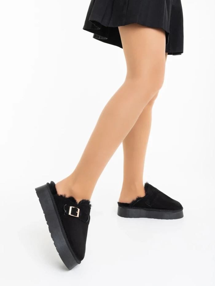 Papuci dama negri din material textil Sorella