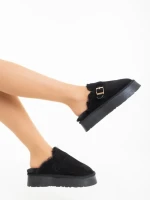 Papuci dama negri din material textil Sorella