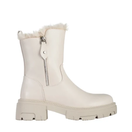 Ghete dama bej din piele ecologica Pallie