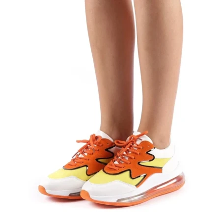 Pantofi sport dama Sadal alb cu galben