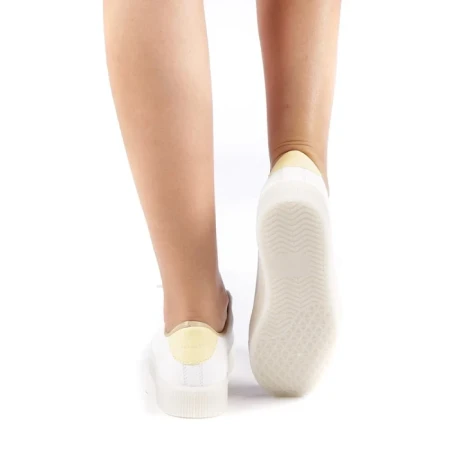 Pantofi sport dama Pompilia alb cu galben