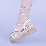 Sandale dama Afina albe floral