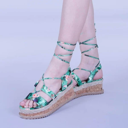 Sandale dama Afina verzi floral