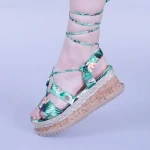 Sandale dama Afina verzi floral