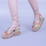 Sandale dama Afina portocaliu floral