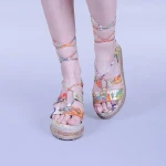 Sandale dama Afina portocaliu floral