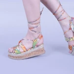 Sandale dama Afina portocaliu floral