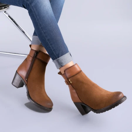 Botine dama piele Sena camel