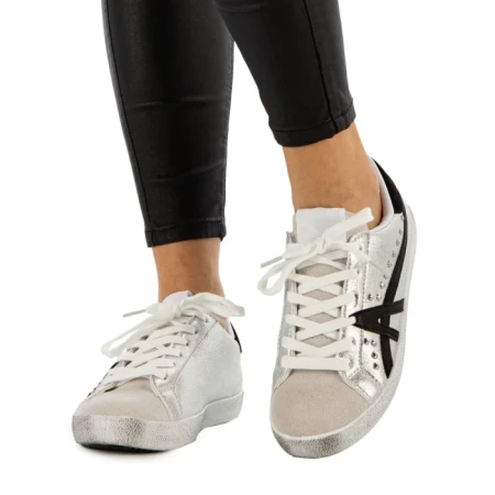 Pantofi sport dama Seran albi cu negru