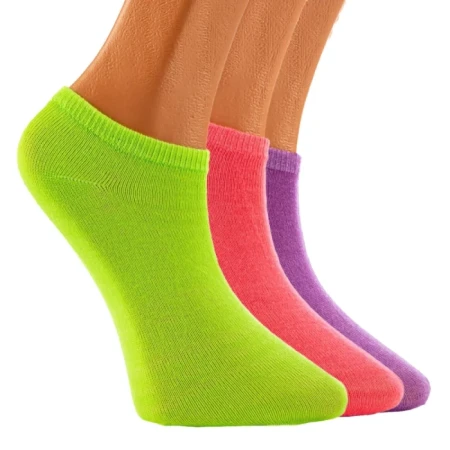 Set 3 perechi sosete copii Mov Verde inchis Fucsia