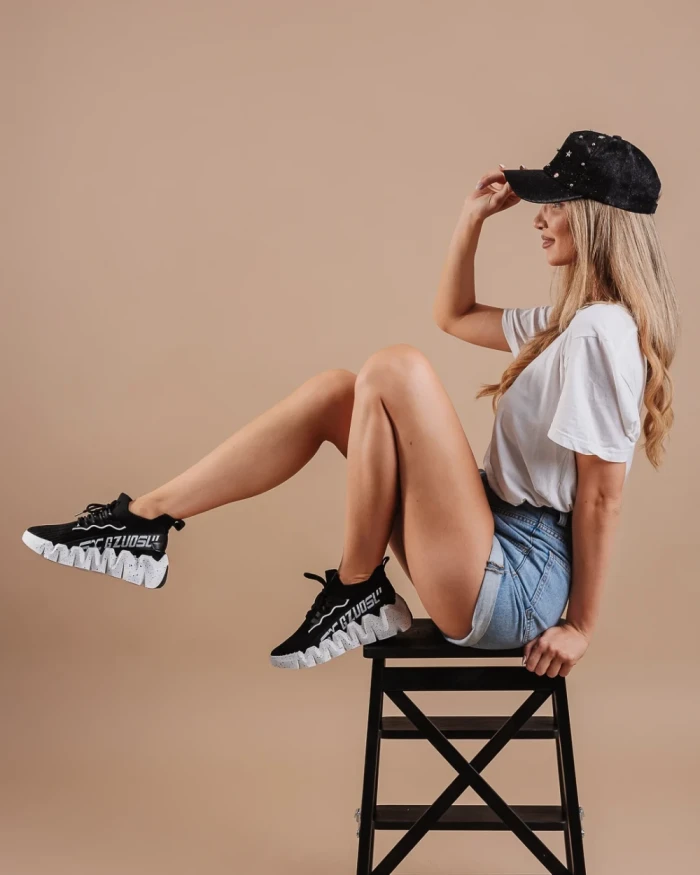 Pantofi sport dama Britany negri cu alb