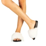 Papuci dama Connie albi