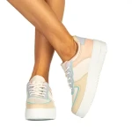 Pantofi sport dama Panema bej cu roz si albastru