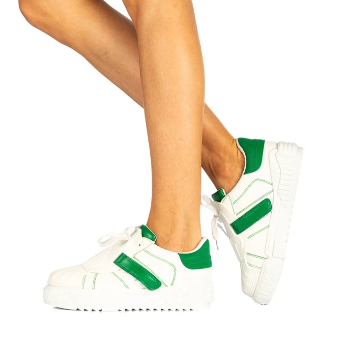 Pantofi sport dama Lumera albi cu verde