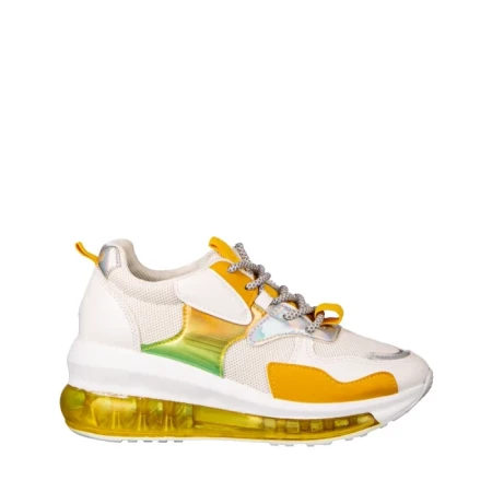 Pantofi sport dama galbeni din piele ecologica si material textil Tursa