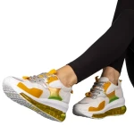 Pantofi sport dama galbeni din piele ecologica si material textil Tursa