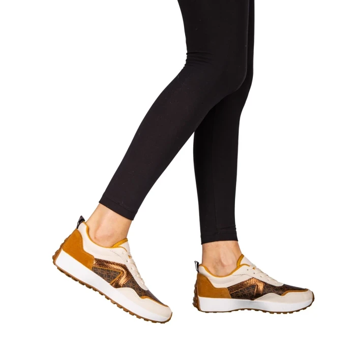 Pantofi sport dama camel din piele ecologica Mirafa