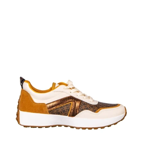 Pantofi sport dama camel din piele ecologica Mirafa