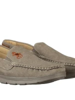 Mocasini barbati gri din piele ecologica Tope