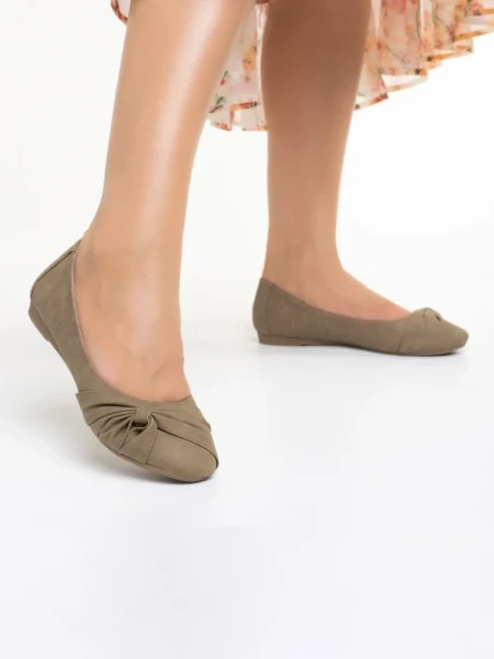 Balerini dama khaki din piele ecologica Lerina