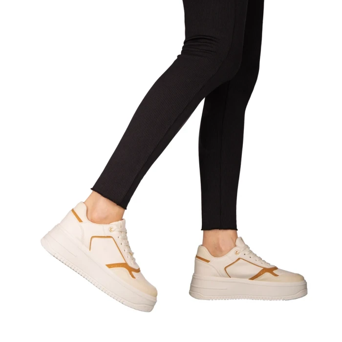 Pantofi sport dama bej din piele ecologica Medar