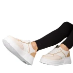 Pantofi sport dama bej din piele ecologica Orozo