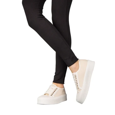 Tenisi dama bej din material textil Tranta