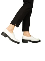 Mocasini dama albi din piele ecologica Pertina