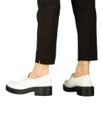 Mocasini dama albi din piele ecologica Pertina