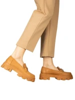 Mocasini dama camel din piele ecologica Mantiq