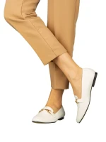 Mocasini dama albi din piele ecologica Dineb