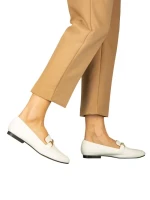 Mocasini dama albi din piele ecologica Dineb