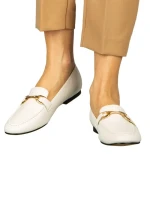 Mocasini dama albi din piele ecologica Dineb