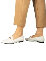 Mocasini dama albi din piele ecologica Dineb