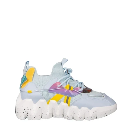 Pantofi sport dama albastri din piele ecologica si material textil Gingero