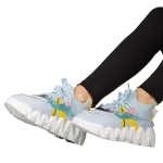 Pantofi sport dama albastri din piele ecologica si material textil Gingero