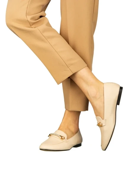 Mocasini dama bej din piele ecologica Namari