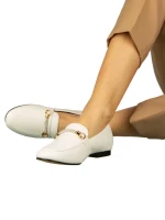Mocasini dama albi din piele ecologica Namari