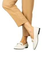 Mocasini dama albi din piele ecologica Namari