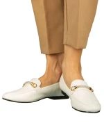 Mocasini dama albi din piele ecologica Namari